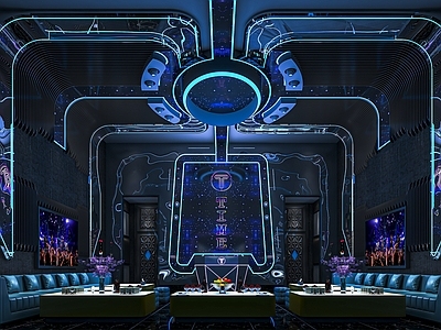现代科技KTV包厢 KTV沙发座椅 吊灯 KTV点歌台 点歌机 包厢