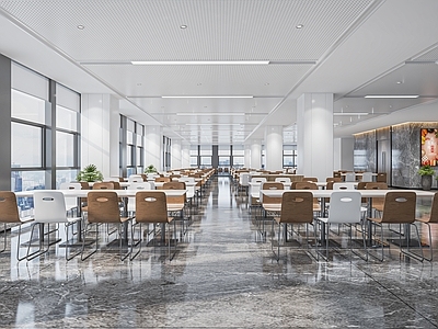 现代员工餐厅 学生食堂 大学食堂 公共餐厅 打饭窗口 餐桌椅