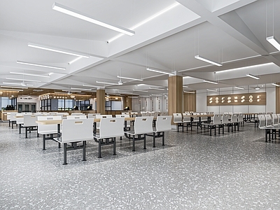现代学生食堂 员工餐厅 大学食堂 公共餐厅 打饭窗口 餐桌椅 食堂明挡