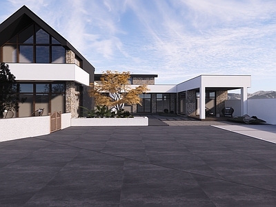 现代简约民宿建筑 施工图 效果图