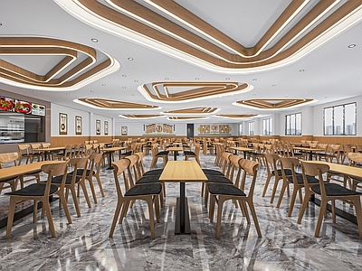 现代食堂 员工餐厅 大学食堂 公共餐厅 学生食堂 打饭窗口 餐桌椅