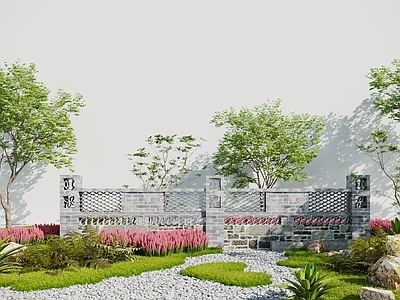 新中式景墙 围墙