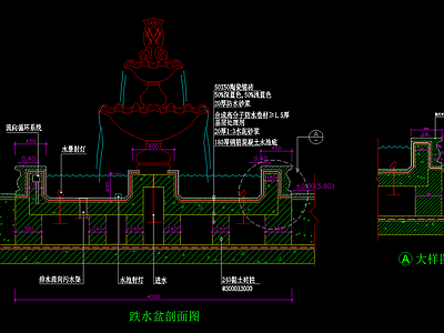 叠水瀑布节点详图施工图