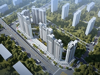 现代高层住宅楼