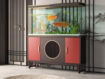新中式鱼缸 水族箱 玻璃鱼缸 热带 热带鱼 金鱼 水草