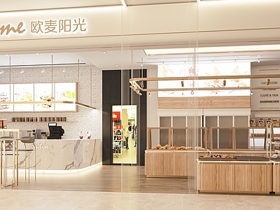 现代甜品店 面包店 蛋糕店 烘焙店 货架 冰柜 面包柜 展示柜 收银台