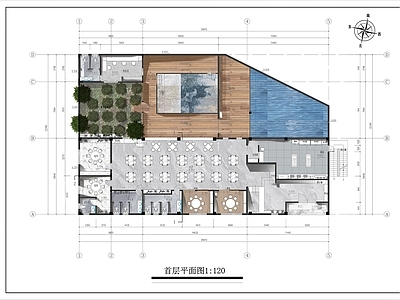 农家乐餐饮空间平面图施工图