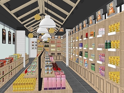 现代服务区便利店 专卖店 驿站店铺 生活用品区