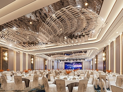 现代酒店宴会厅 大型宴会厅 接待厅 大型饭厅