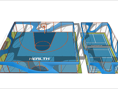现代篮球场 运动场 活动场 羽毛球场