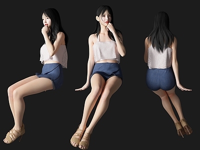 超短裤美女 坐姿人物 大长腿人物