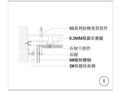 墙面石材与顶面石膏板乳胶漆收口大样图库 工装综合图库 工装图库
