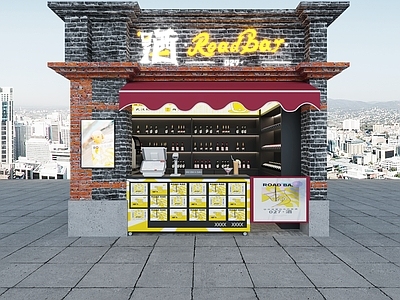 工业风奶茶店 备餐区 单层 收银前台