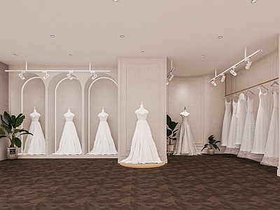 现代婚纱店 摄影店 试纱间 婚纱 礼服 试衣镜 展示柜