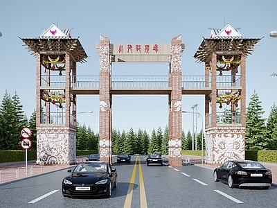新中式大门入口
