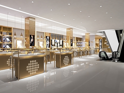 现代珠宝店 珠宝展示柜 首饰店 商场柜台 饰品店 展示柜 中岛