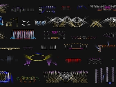 现代户外舞台照明 舞台灯光 灯架 射灯 灯池 霓虹灯