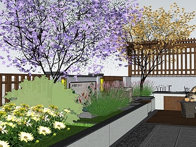 现代花园庭院景观的施工图