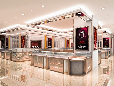 现代珠宝店 金店 珠宝展示柜 首饰店 商场柜台 饰品店 展示柜 中岛
