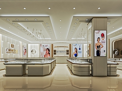现代珠宝店 金店 珠宝展示柜 首饰店 商场柜台 饰品店 展示柜 中岛