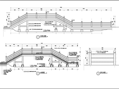 景观桥节点详图CAD施工图 景观小品
