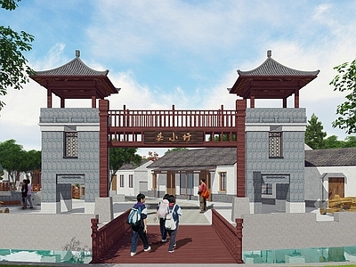 中式古建筑 碉楼 箭塔 吊桥