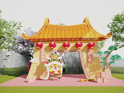 现代虎年国潮美陈