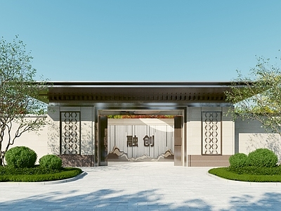 新中式小区入口大门
