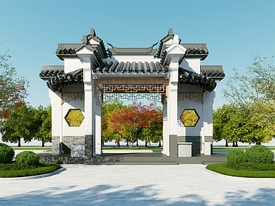 新中式小区入口大门