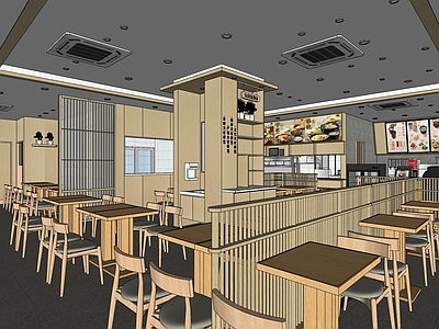 现代快餐店 后厨 大厅 卡座