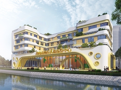 现代医疗建筑 儿童康复医院模型