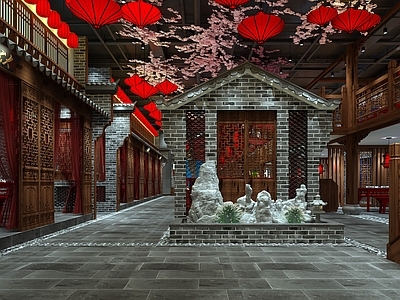 中式火锅店 花格隔断