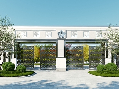 新中式小区入口大门