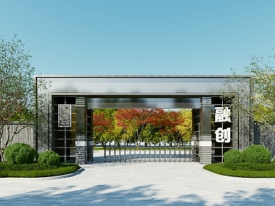 新中式小区入口大门