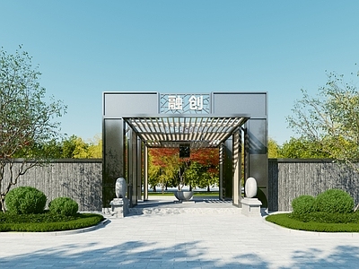 新中式小区入口大门