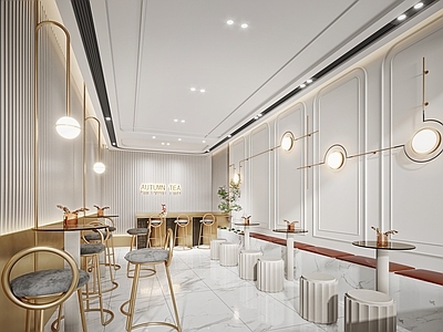 现代奶茶店 单层 休息区