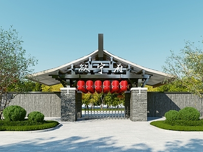 新中式小区入口大门