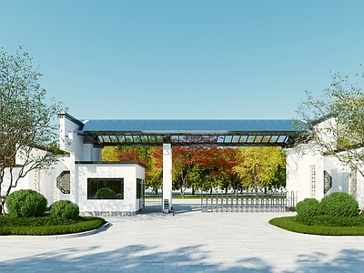 新中式小区入口大门