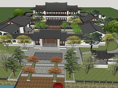 新中式住宅四合院建筑