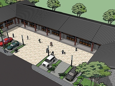 中式游客中心 民宿建筑 游客服务中心 农家院 四合院