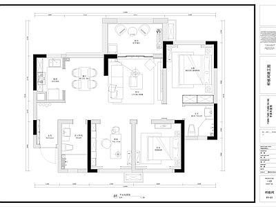 85㎡现代风格样板间施工图 平层