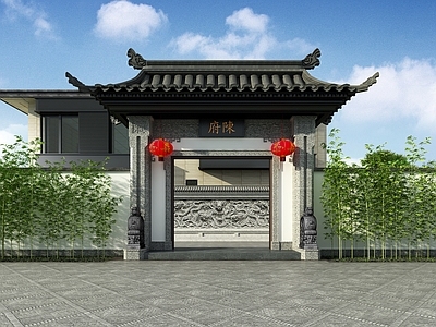 新中式别墅入口大门