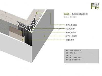 乳胶漆阳角型材收口条墙面节点施工图 墙面通用节点