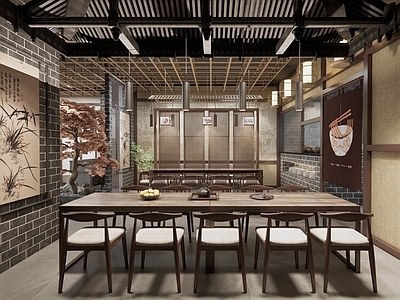 中式中餐厅 餐馆 面馆 椅 餐饮空间