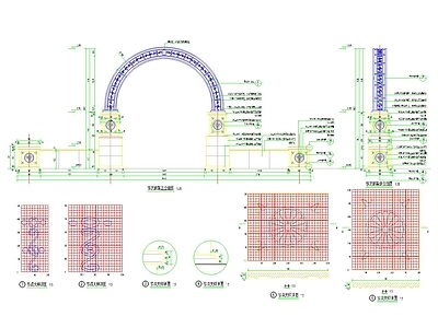铁艺拱门景墙详图 通用节点