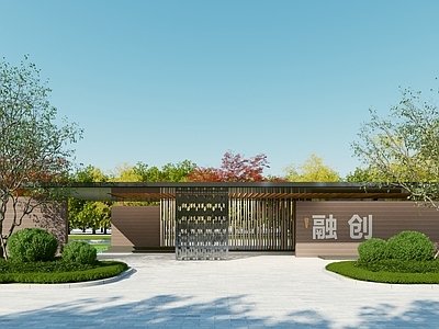 新中式小区入口大门