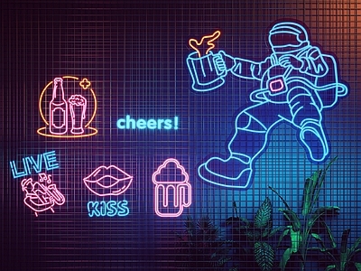 现代太空人霓虹灯 酒吧霓虹灯 宇航员装饰灯
