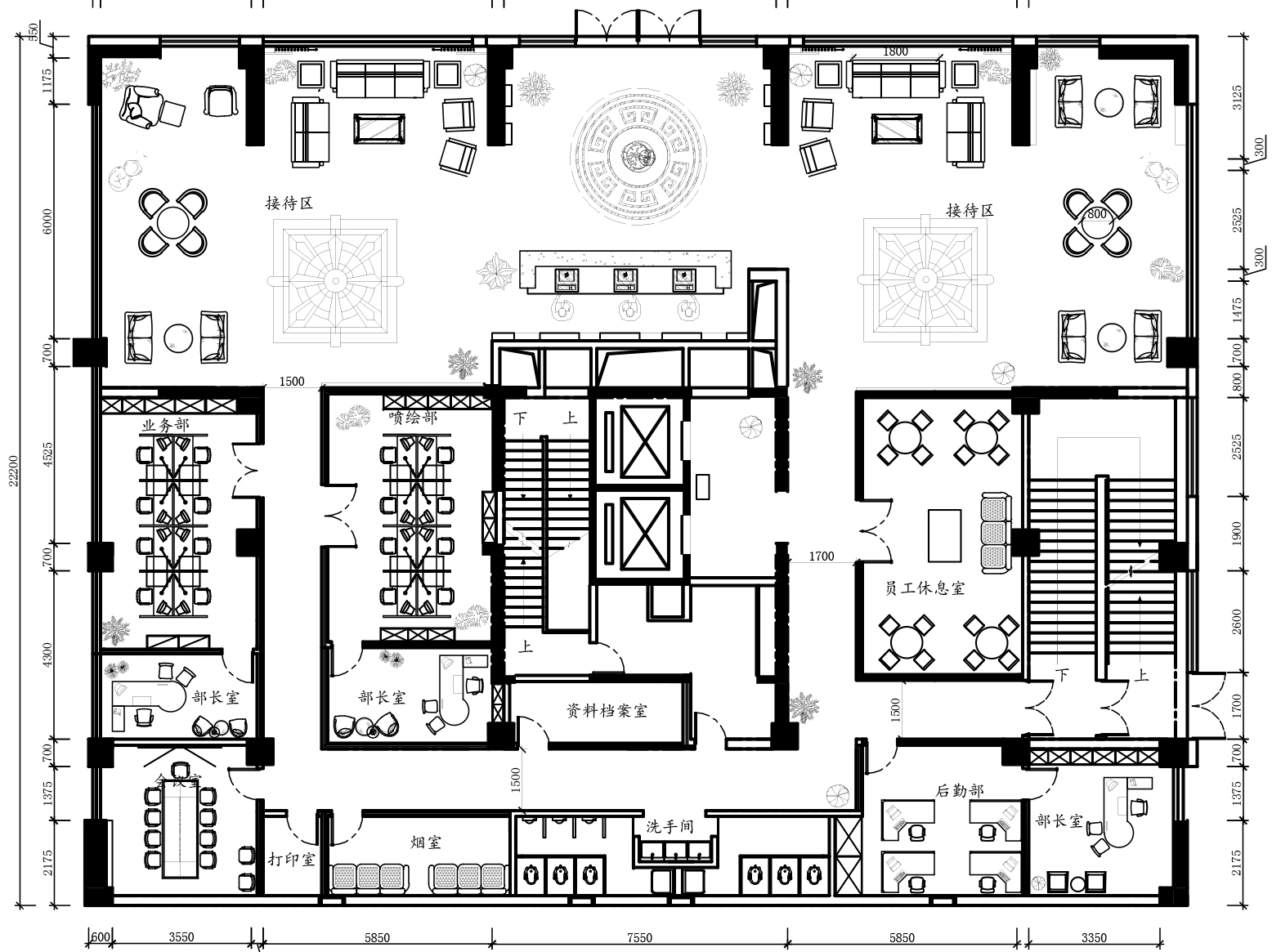 现代办公空间整套施工图平顶地立面大样