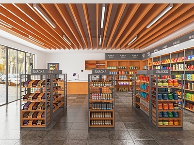 现代便利店 超市 零食店 小卖店 超市货架 展柜 收银台 冰柜 烟酒柜 生活用品区