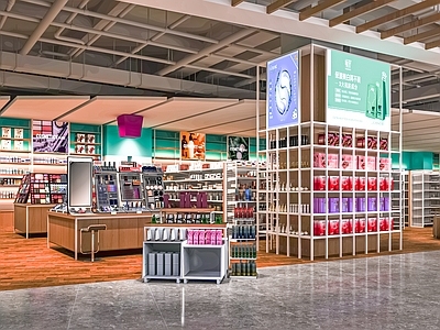 现代超市 生活超市 超市日化品去 生鲜超市 便利店 货架 展架 生活用品区